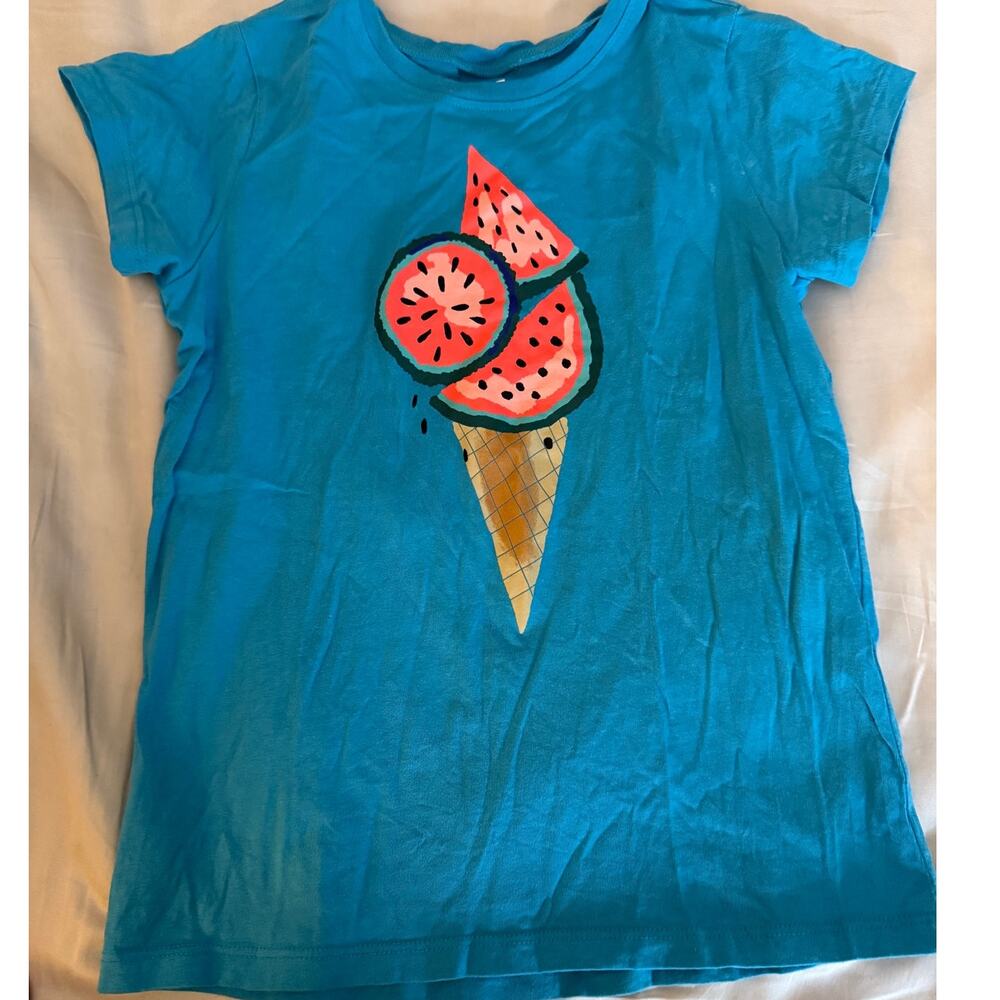 Tea Collection teal blue watermelon ice cream cone shirt size 7